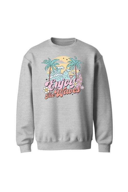Bluza bez kaptura Enjoy the waves - szara