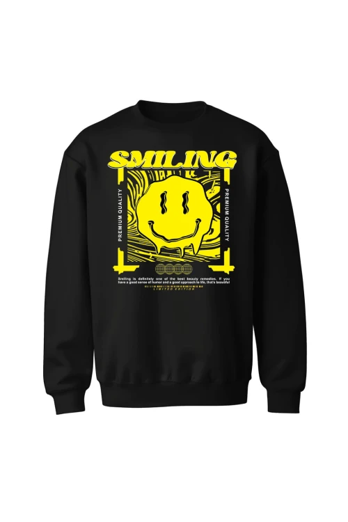 Bluza bez kaptura Smiling - czarna