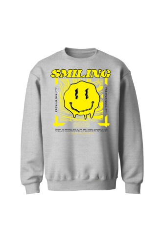 Bluza bez kaptura Smiling - szara