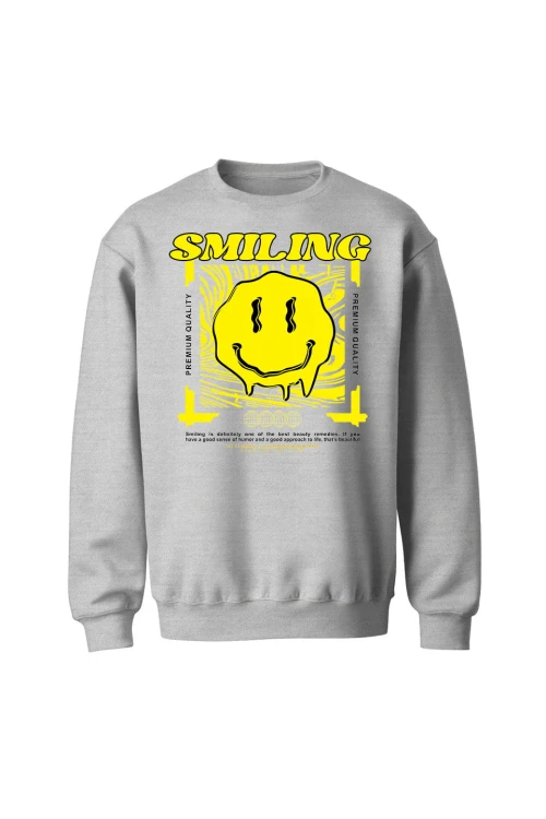 Bluza bez kaptura Smiling - szara