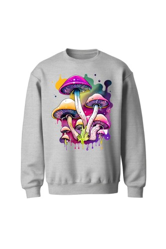 Bluza bez kaptura Kolorowe Grzybki - szara