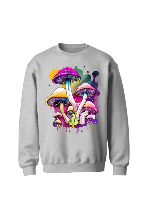 Bluza bez kaptura Kolorowe Grzybki - szara
