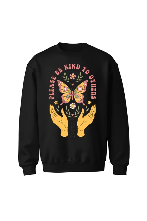 Bluza bez kaptura Please be kind to others - czarna