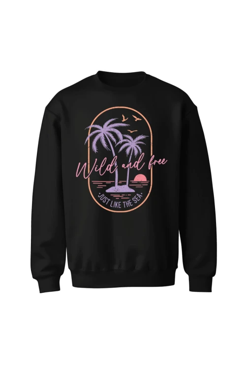 Bluza bez kaptura Wild and free - czarna