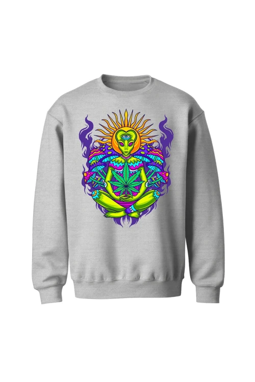 Bluza bez kaptura Hippies Alien - szara