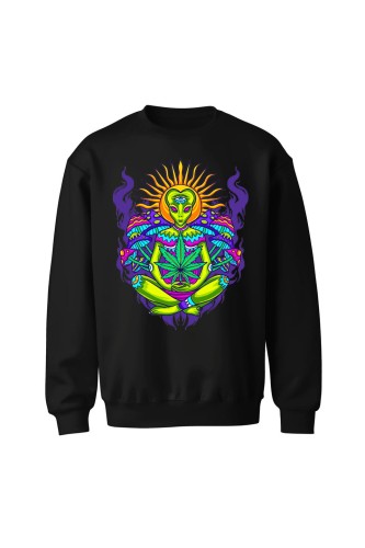 Bluza bez kaptura Hippies Alien - czarna