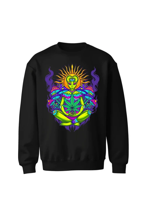 Bluza bez kaptura Hippies Alien - czarna