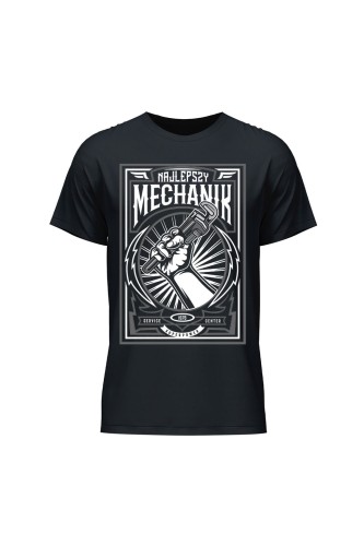 Koszulka męska Najlepszy mechanik retro poster - czarna