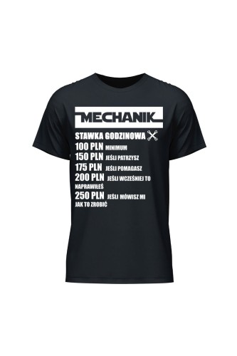 Koszulka męska Mechanik stawka godzinowa - czarna