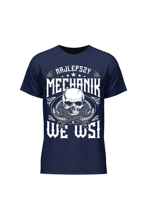 Koszulka męska Najlepszy mechanik we wsi - granatowa