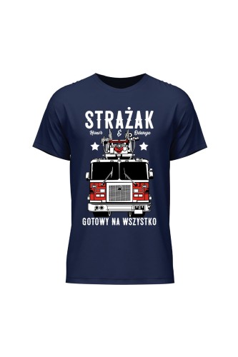 Koszulka męska Strażak gotowy na wszystko - granatowa