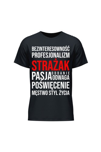 Koszulka męska Cechy strażaka - czarna