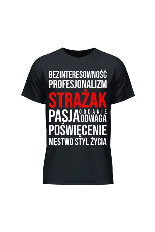 Koszulka męska Cechy strażaka - czarna