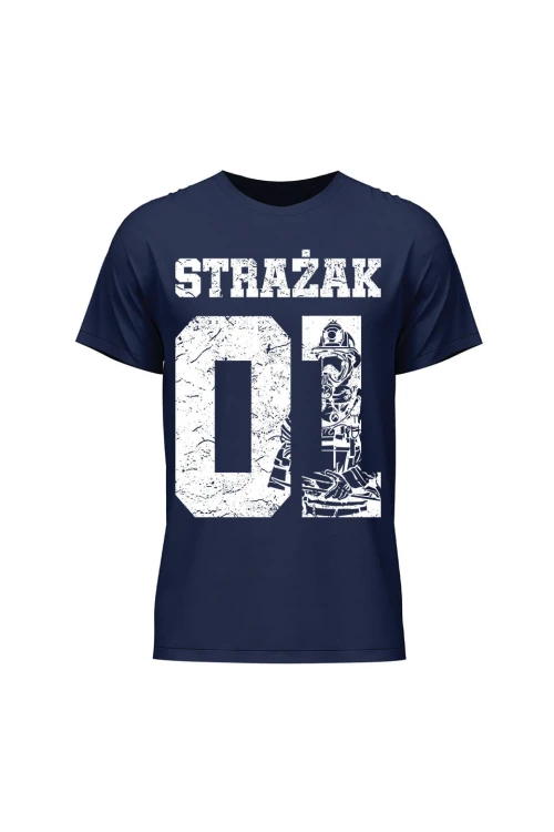 Koszulka męska Strażak 01 - granatowa