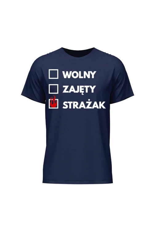 Koszulka męska Wolny zajęty strażak - granatowa