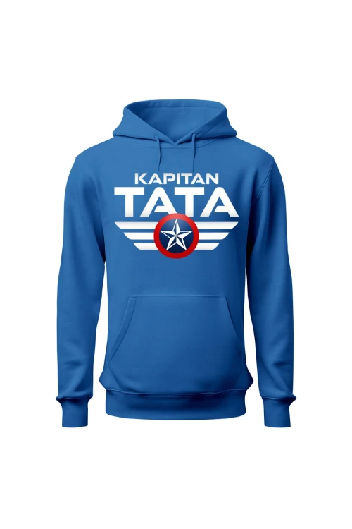 Bluza męska z kapturem Kapitan Tata - niebieska