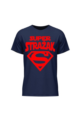 Koszulka męska Super strażak czerwony - granatowa