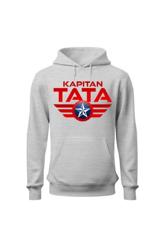 Bluza męska z kapturem Kapitan Tata - szara