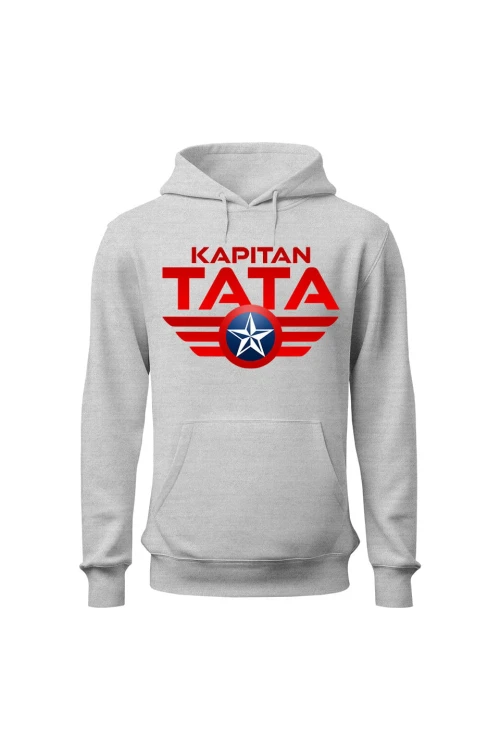 Bluza męska z kapturem Kapitan Tata - szara