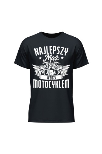 Koszulka męska Najlepszy mąż jeździ motocyklem - czarna