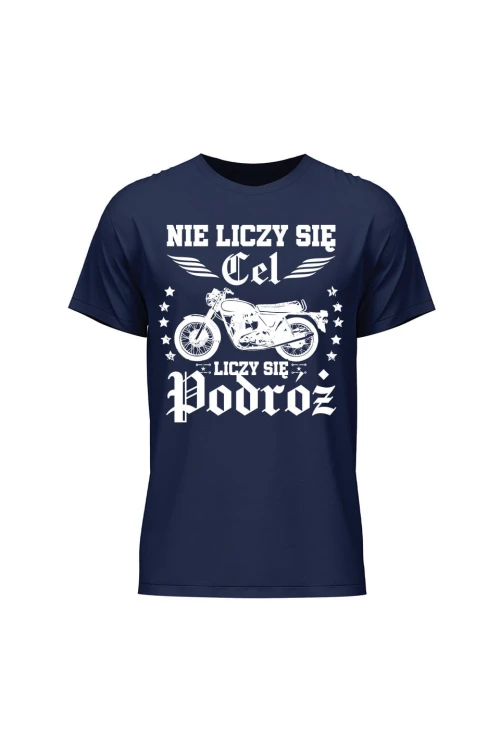 Koszulka męska Nie liczy się cel liczy się podróż - granatowa