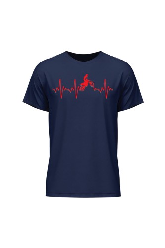 Koszulka męska Motocross heartbeat - granatowa