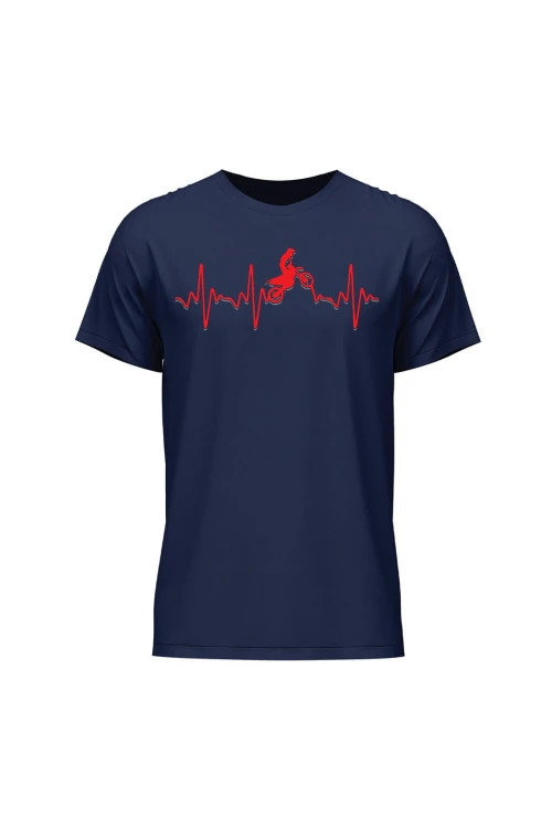 Koszulka męska Motocross heartbeat - granatowa