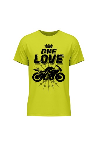 Koszulka męska One Love Motocykle - limonka