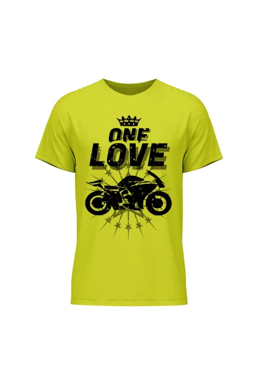 Koszulka męska One Love Motocykle - limonka