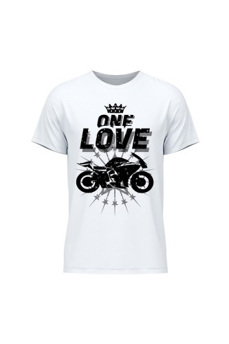 Koszulka męska One Love Motocykle - biała