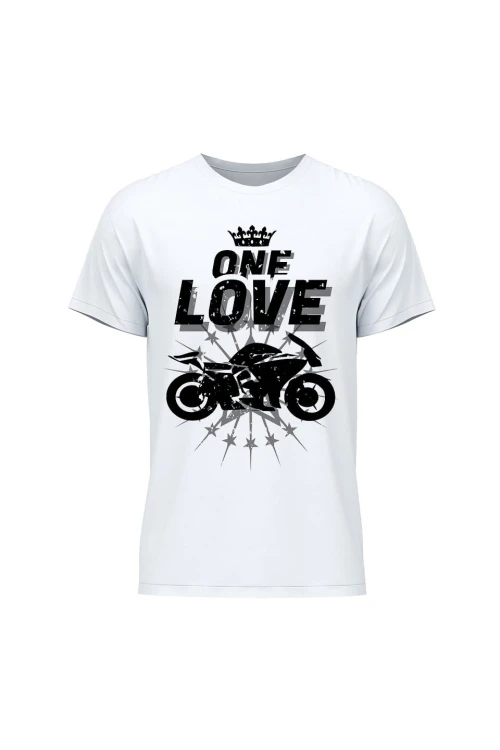 Koszulka męska One Love Motocykle - biała