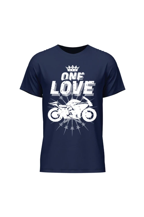 Koszulka męska One Love Motocykle - granatowa