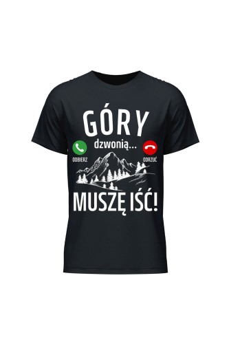 Koszulka męska Góry dzwonią muszę iść - czarna