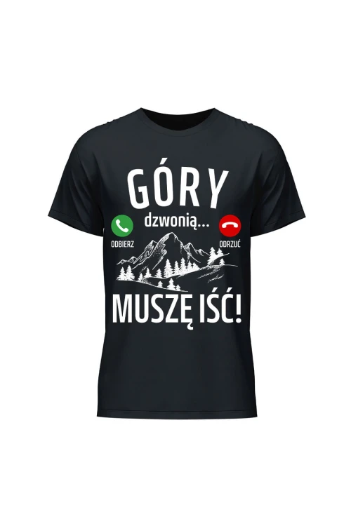Koszulka męska Góry dzwonią muszę iść - czarna