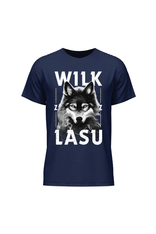 Koszulka męska Wilk z lasu - granatowa