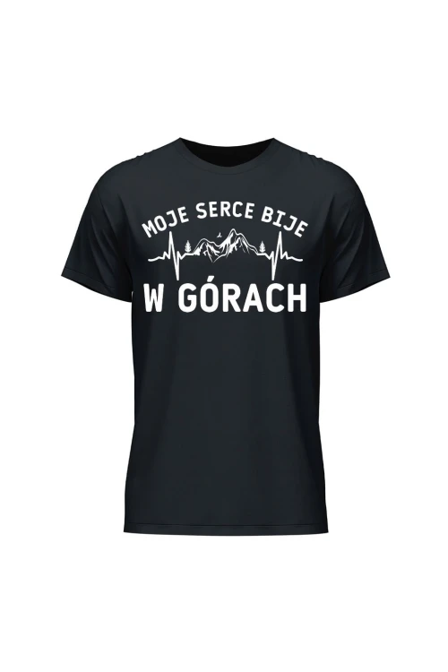 Koszulka męska Moje serce bije w górach - czarna