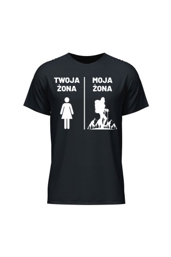 Koszulka męska Twoja żona Moja żona - czarna