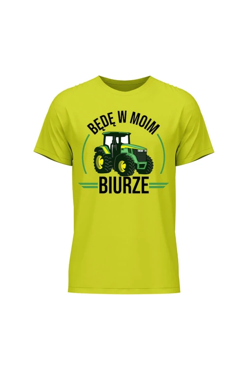 Koszulka męska Będę w moim biurze traktor - limonka