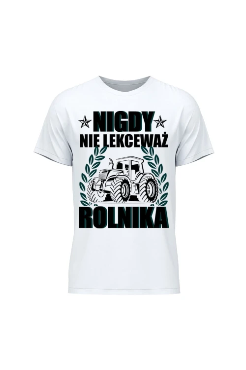 Koszulka męska Nigdy nie lekceważ rolnika - biała