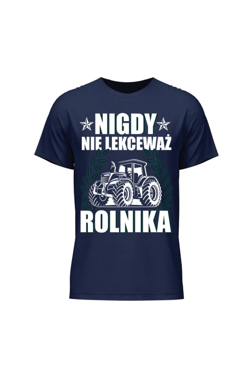 Koszulka męska Nigdy nie lekceważ rolnika - granatowa