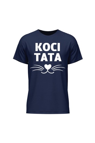 Koszulka męska Koci tata - granatowa