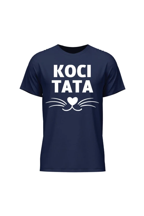 Koszulka męska Koci tata - granatowa