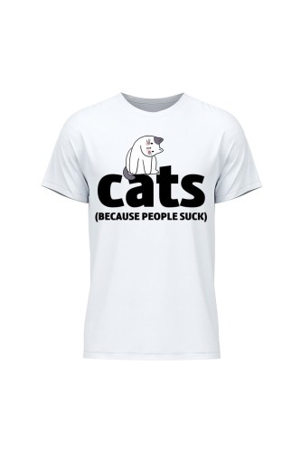 Koszulka męska Cats because people sck - biała