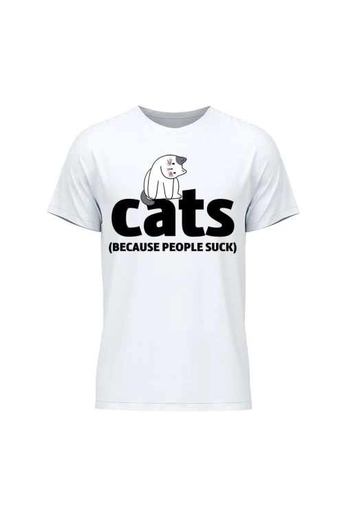 Koszulka męska Cats because people sck - biała