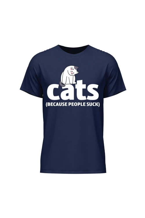 Koszulka męska Cats because people sck - granatowa