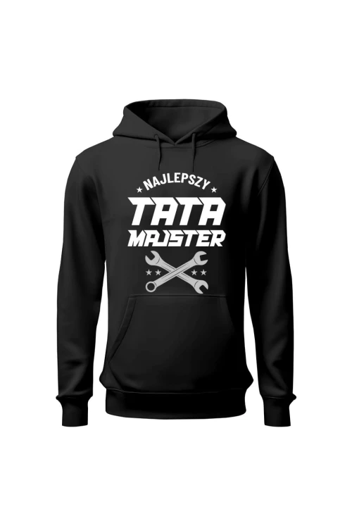 Bluza męska z kapturem Najlepszy tata majster - czarna