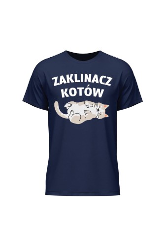 Koszulka męska Zaklinacz kotów - granatowa