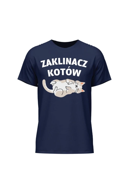 Koszulka męska Zaklinacz kotów - granatowa