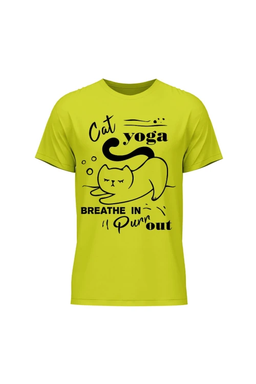 Koszulka męska Cat Yoga - limonka