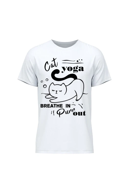 Koszulka męska Cat Yoga - biała